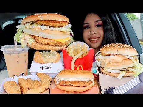 Видео: МАКДОНАЛЬДС МУКБАНГ! (Куриный Биг Мак, Наггетсы, МакЧикен, Сырный Даниш, Картофель Фри, Тыквенный...