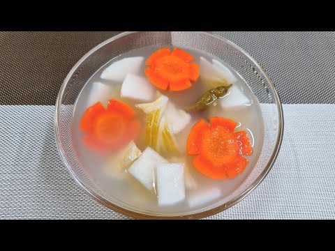 Видео: Чамчи(муль кимчи) из пекинской капусты и редьки  с рассолом (물김치).Очень вкусный рецепт.