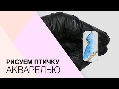 Видео: Bидеоурок. Рисуем птицу акварельными красками. Мастер-класс по росписи на ногтях.