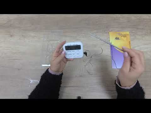 Видео: Цифровой термометр с таймером и сигнализатором с выносным датчиком до 300 градусов (нержавейка)