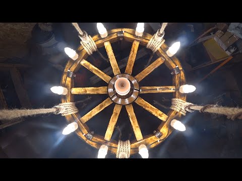 Видео: Люстра из старого колёса от телеги,такое в магазине не купишь!
