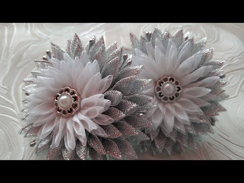 Видео: Бантики из органзы и металлизированной ленты 2,5см