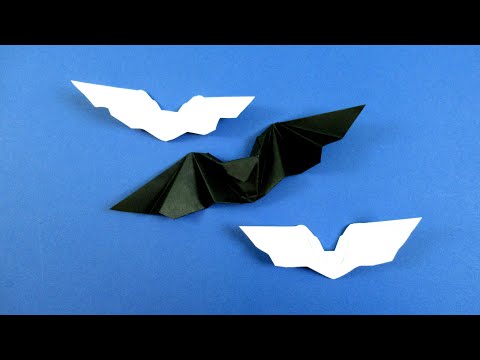 Видео: Как сделать летучую мышь из бумаги. Оригами летучая мышь-машет крыльями.
