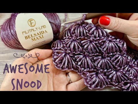 Видео: Потрясающий СНУД / Изумительный УЗОР крючком / AWESOME SNOOD, Crochet Pattern