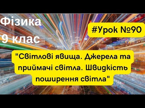 Видео: Фізика 9 клас. #Урок №90. "Світлові явища. Джерела та приймачі світла. Швидкість поширення світла"