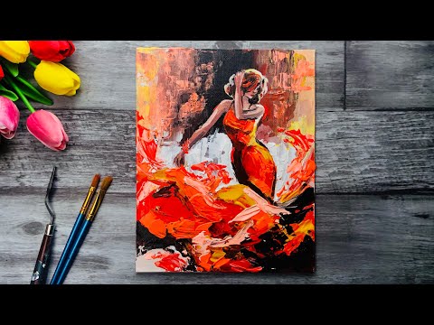 Видео: РИСУЕМ ТАНЕЦ • Как нарисовать девушку • Картина мастихином • Подробный урок рисования для начинающих