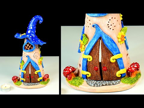 Видео: Сделайте грибной домик из бумажной глины 🍄