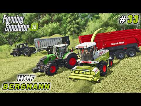Видео: Заполнение силосного бункера кукурузой и травой с помощью нового трактора | FS25 | Hof Bergmann |...