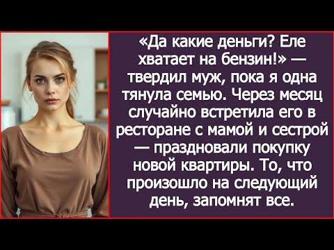 Видео: Муж прикидывался нищим, пока я тянула семью одна  А потом  встретила его со свекровью в рестора