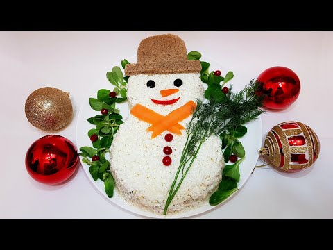 Видео: САЛАТ   СНЕГОВИК   (  snowman  salad )