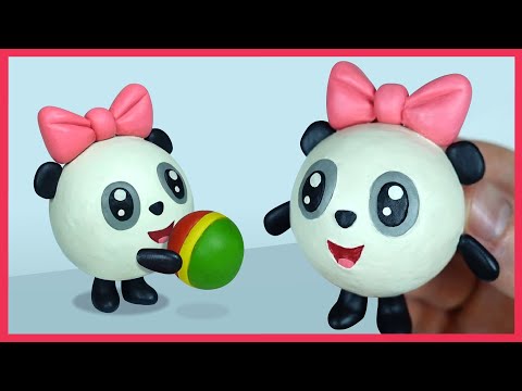 Видео: Как слепить малышарика Пандочку из пластилина. Малышарики.