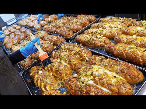 Видео: Лучший шеф-кондитер готовит это! Багет с зеленым луком, сыром и чесноком / корейская уличная еда