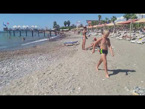 Видео: Пляж Турклер Аланья Турция отеля Club Mermaid (Клуб Мермаид)