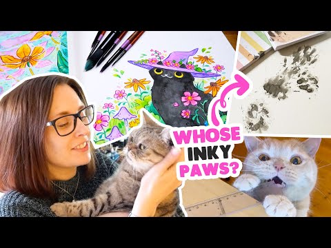 Видео: У нас произошёл инцидент с чернилами! Кошачьи проделки, доставка по США и обновление набора кистей