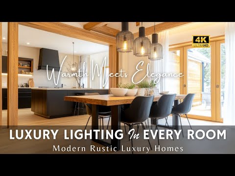 Видео: Современные дома в деревенском стиле класса люкс: дизайнерское освещение и мебель, которые выгляд...