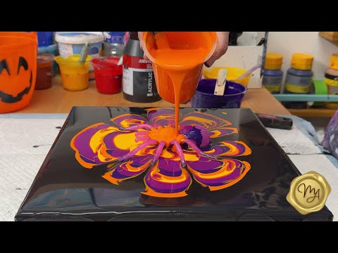 Видео: 🕷️ Веселая жидкая художественная заливка «Паук на Хэллоуин» 🎃 Грязная акриловая заливка Magic 🕸️ ...