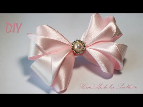 Видео: Бантики из атласной ленты  на резинке Канзаши Satin ribbon bow Laco de fita