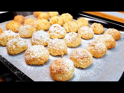 Видео: Простой рецепт печенья. Рецепт кокосового печенья за 5 минут, очень просто!