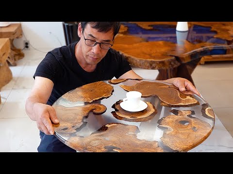 Видео: Деревообрабатывающий стол из дерева и эпоксидной смолы. Корейские мастера столярного дела.