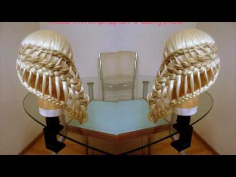 Видео: Коса в технике трёх кос. Пятипрядка с выпуском. Видео-урок.