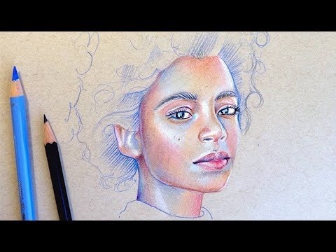 Видео: Как нарисовать портрет в смешанной технике на тонированной бумаге