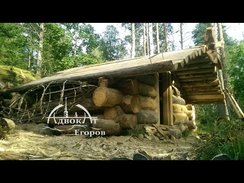 Видео: Лесная изба адвоката Егорова зимовье ч. 4 фронтоны