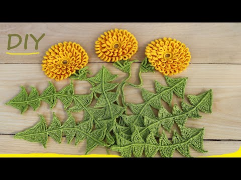 Видео: ЛИСТИКИ для одуванчика ВЯЗАНИЕ КРЮЧКОМ мастер-класс Мотив ирландское кружево Flower for Irish lace
