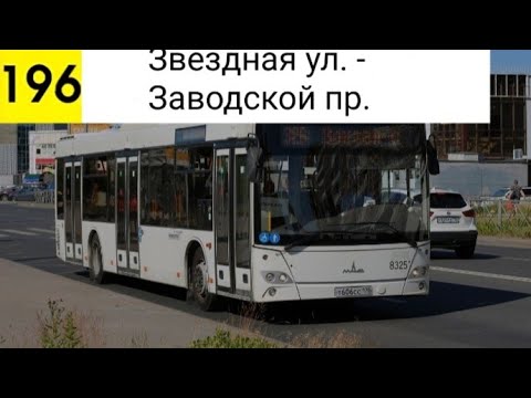 Видео: Автобус 196. Звездная ул. - Заводской пр.