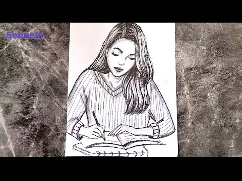 Видео: КАК ЛЕГКО НАРИСОВАТЬ КРАСИВУЮ ДЕВУШКУ, КОТОРАЯ УЧИТСЯ - #рисунок