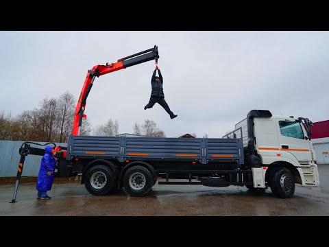 Видео: Новый Камаз 65207 с манипулятором Palfinger PK 13.501 SLD. КМУ Палфингер 13501