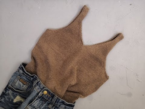 Видео: Вязаный топ спицами