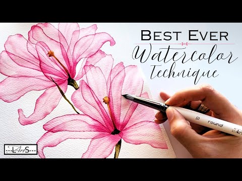 Видео: ВАУ! 🤯😱 ЛЮБИМАЯ ТЕХНИКА АКВАРЕЛИ! Пошаговое руководство: как рисовать прозрачные слои цветов