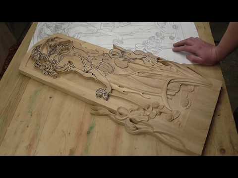 Видео: Панно девушка на озере, часть вторая, резьба по дереве