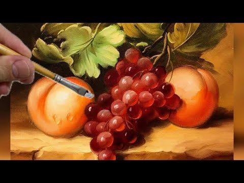 Видео: ВИНОГРАД И ПЕРСИК / ПОКРАСКА ШАГ ЗА ШАГОМ