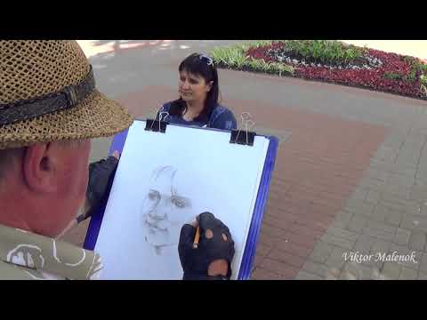 Видео: Художник портретист в Гомельском парке.  a portrait painter in the Gomel park.