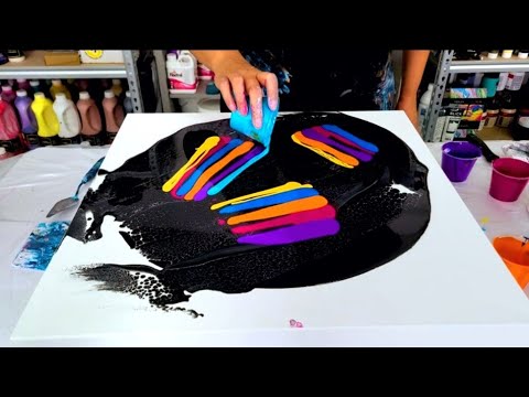 Видео: Ух ты!! Шнуровка на этой картине невероятна! ~ Техника смахивания ~ Акриловая заливка
