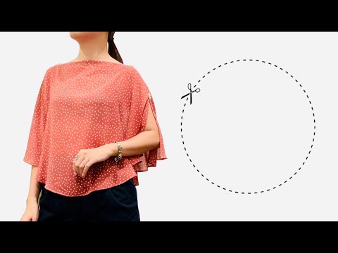 Видео: Крой и пошив круглых блузок Very easy | Блузка с рукавами бабочки