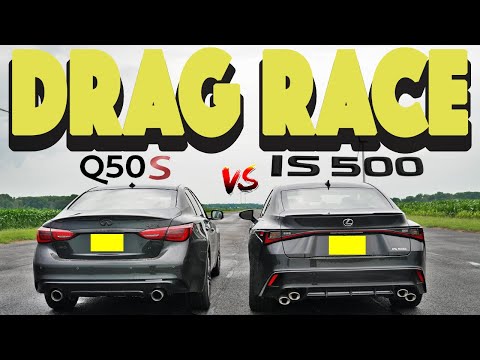 Видео: Lexus IS500 2023 против Infiniti Q50 RedSport Opal Edition, битва японских седанов. Гонка Drag-n-...