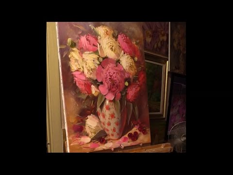 Видео: Пионы в вазе. Урок живописи. Part 1.