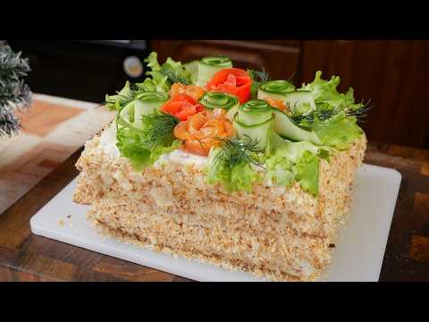 Видео: Закусочный ТОРТ НАПОЛЕОН на Новогодний стол, цыганка готовит.