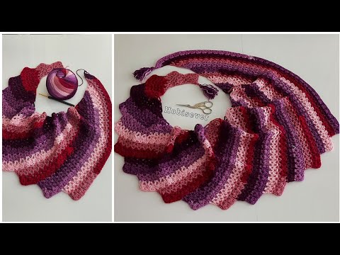 Видео: Как связать шали крючком для начинающих / Простое вязание крючком, шарф, узор с запахом