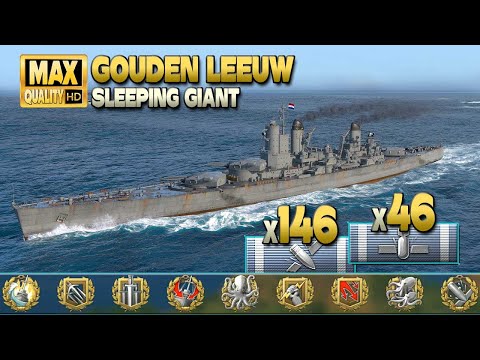 Видео: крейсер Gouden Leeuw: MVP на карте Sleeping Giant - World of Warships