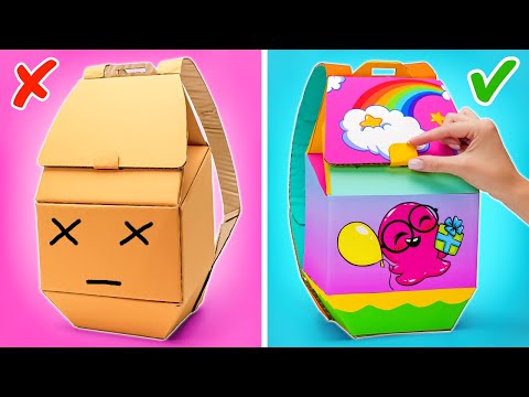 Видео: 🎒 Безумные рюкзаки DIY ✨ Из картона & креативные школьные лайфхаки