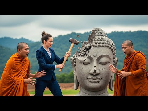 Видео: Женщина-гендиректор ворвалась в храм, разбила статую богини Гуаньинь, открыла караоке-бар Ждём ужас