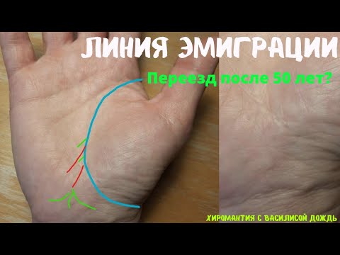 Видео: Переезд на руке после 50 лет?Линия эмиграции в конце линии жизни независимо от возраста переезда