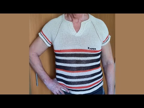 Видео: Летняя, мужская футболка спицами.👏👏 Men's Knitting T-shirt.
