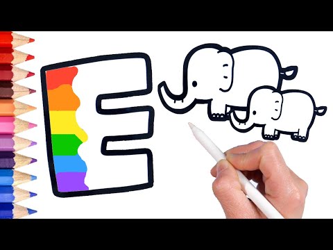 Видео: Как нарисовать слона для малышей и детей. Рисование и раскраска - простой цвет