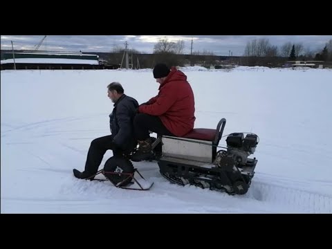 Видео: Второй день покатушек! На мотобуксе втроём!