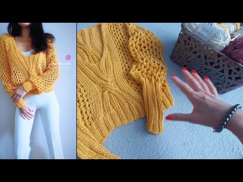 Видео: СЕТКА И КРАСИВЫЙ ЖГУТ В ПУЛОВЕРЕ!  YARNART CREATIVE COTTON 100 %