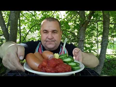 Видео: Обжор - шпикачки с пюре и овощами